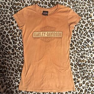 Harley-Davidson Women's Orange Graphic Logo T-Shirt S Short Sleeve Evansville